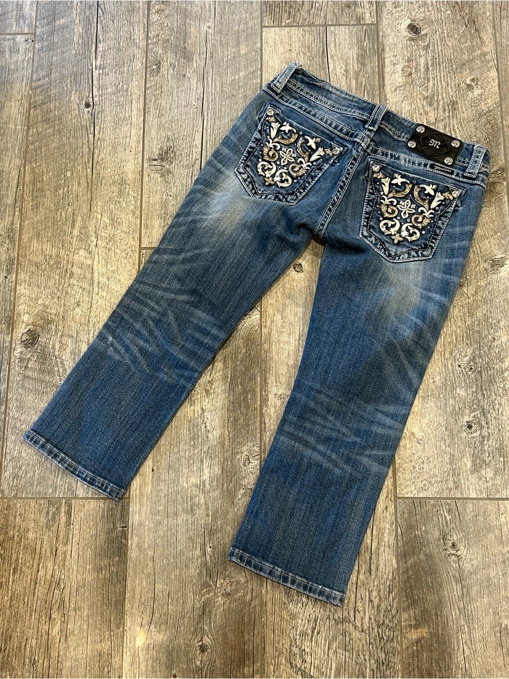 Miss Me cropped Washed Jeans, cuffed capri